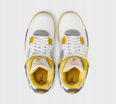 Atlete Nike Air Jordan 4 Retro W AQ9129-101, lëkurë, të bardha me të verdhë