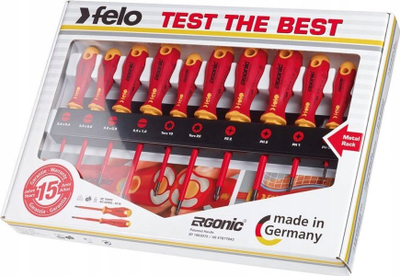 Set kaçavidash Felo Ergonic VDE XL, 10 copë, SL PH PZ TORX, me raft