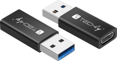 Adapter USB Techly IADAP USB3 AFT, USB A mashkull në USB C femër, i zi