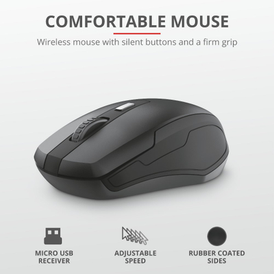 Set tastierë dhe maus Trust Ody Silent Wireless, i zi