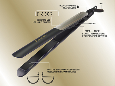 Piaster flokësh Beper Ceramic Pro Style P301PIS200, pllaka qeramike, ngjyrë roze