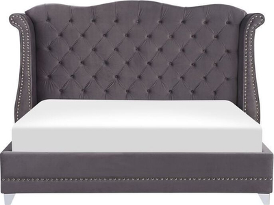 Krevati Beliani Ayette Velvet, 180 x 200 cm, Super King, gri