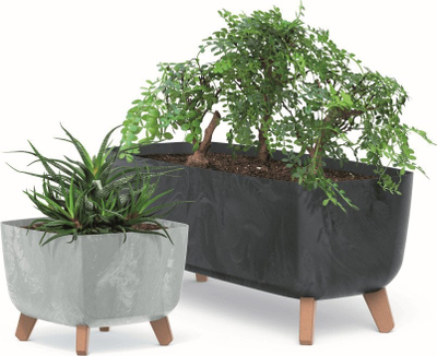 Vazo dekorative GRACIA Square, efekt betoni, 39 cm, gri