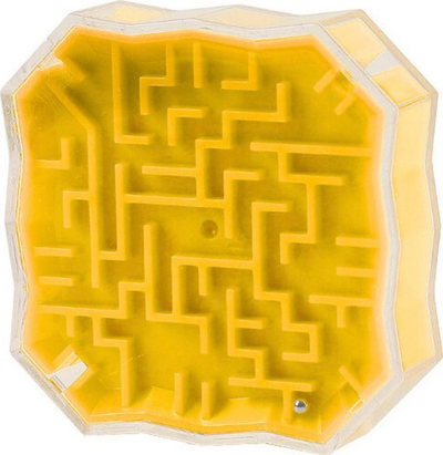 Loja logjike Maze With Yellow Ball, labirint kompakt, 5 x 5 x 2 cm, e verdhë