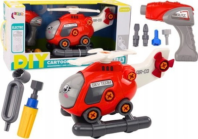 Lodër helikopter LEAN Toys, me vidhosje, i kuq