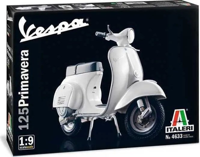 Model skuter Italeri Vespa 125 Primavera, shkallë 1:9, plastik, i bardhë