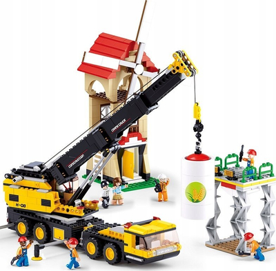 Lodër konstruktore Sluban Town Telescopic Crane, 767 copa, 6+, e verdhë