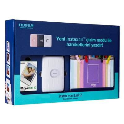 Set Fujifilm Instax Mini Link 2, i bardhë (printer, ngjitëse, 10 filma)