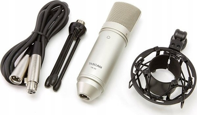 Mikrofon kondensator studio Tascam TM-80, kardioid, phantom power 9-48V, argjent