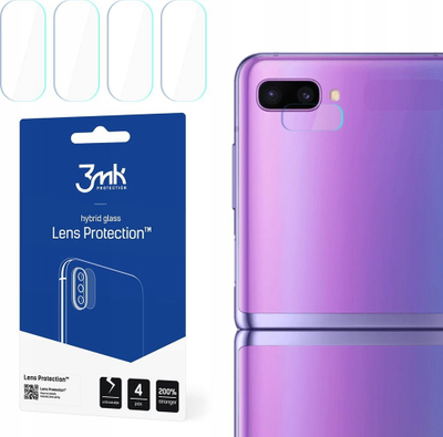 Mbrojtëse xhami 3mk Lens Protection, për Samsung Z Flip 5G, xham hibrid për kamera, set 4 copë, transparente