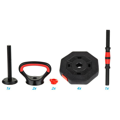 Set ganxhash EB Fit 2 në 1, 10 kg, peshë që e çon sa do vetë, e zezë
