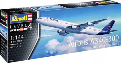 Set maketi Revell Airbus A340 300 Lufthansa, 1:144, plastik, shumëngjyrësh