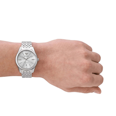 Orë dore për meshkuj Emporio Armani Antonio Automatic AR60076, e argjendtë