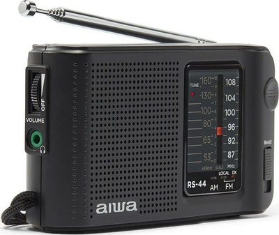 Radio xhepi Aiwa RS-44, AM/FM, portative, e zezë
