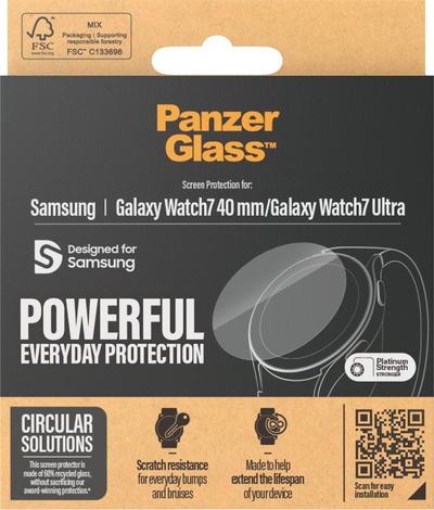 Mbrojtës ekrani PanzerGlass Samsung Galaxy Watch7 40mm Watch Ultra, Ultra Wide Fit, transparent