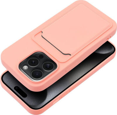 Kapak silikoni Forcell Card Case për iPhone 15 Pro, me xhep për kartë, i zi