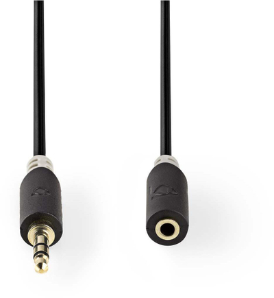 Kabllo audio stereo Nedis, 3.5 mm mashkull në 3.5 mm femër, 5 m, ngjyrë antracit