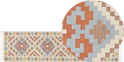 Tapet Beliani ATAN, kilim pambuku 80x300 cm, shumëngjyrësh