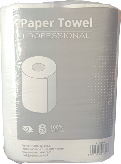 Letra kuzhine Velvet Paper Kitchen Towel, 2-shtresore, set 2 rrotulla, e bardhë