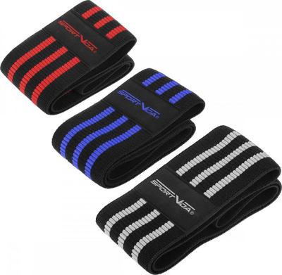 Shirita rezistence për ushtrime SportVida Mini Hip Band, set 3 copë, material tekstil, shumëngjyrëshe