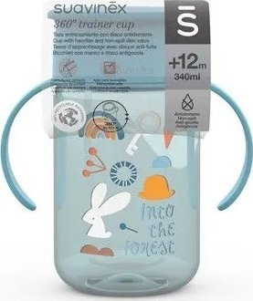 Gotë trajnimi Suavinex Forest 360°, 340 ml, me doreza, blu
