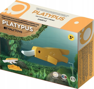 Lodër edukative HalfToys Platypus HAS012, puzzle skeleti, magnetike, e verdhë