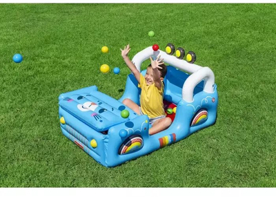 Makine lodër fryrëse Bestway Fisher Price 93577, me topa, 1.17m x 76cm x 61cm, blu