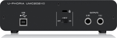 Ndërfaqe audio USB Behringer U-Phoria UMC202HD, 24bit 192kHz, 2 hyrje Midas, e zezë