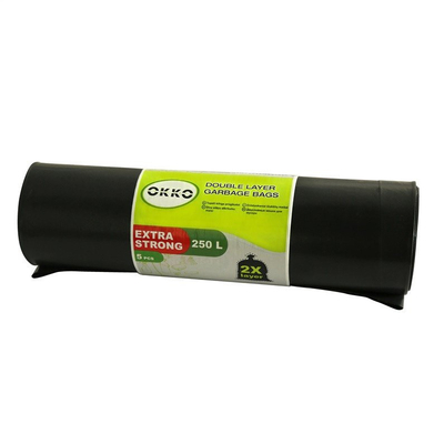 Кеси за отпад Okko, 250L, 2 слоја, 5 парчиња, црни