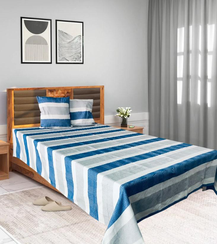Set mbulesë krevati Zia Blue, king size 200x220cm, 2 jastëkë 45x45cm, blu