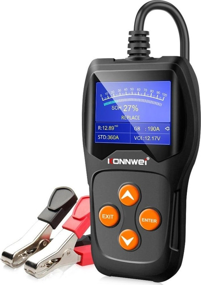 Tester baterie Konnwei KW600, për bateri 12V, ekran LCD, gri