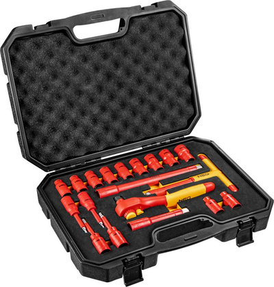 Set çelësash NEO 01-306, 19 copa, çelik krom-vanadium, në kuti plastike