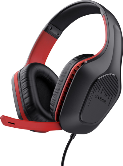 Kufje gaming Trust GXT 415S ZIROX, me mikrofon, me kabllo 3.5 mm, të zeza me të kuqe