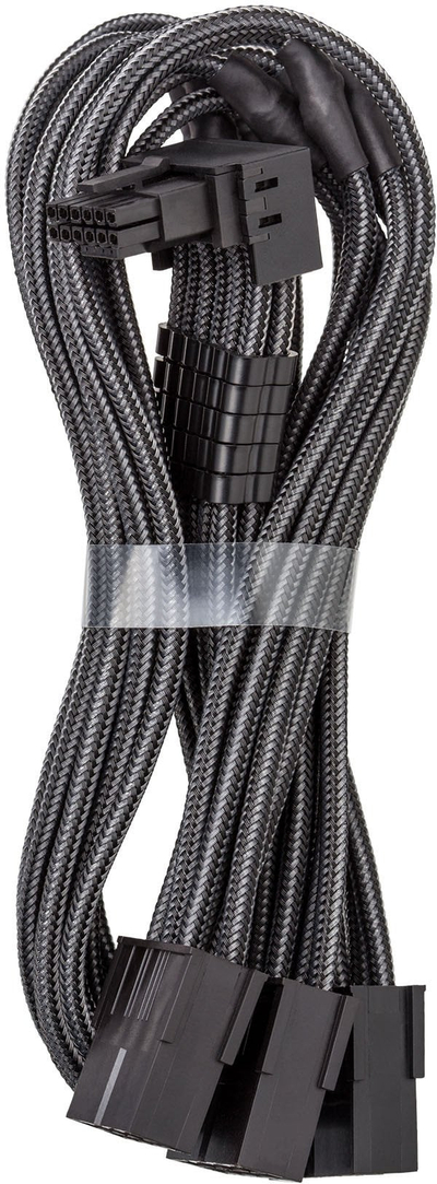 Kabllo zgjatëse GPU CableMod Pro ModMesh 90° 12V-2x6, 3x 8-pin PCIe, 45cm, karbon