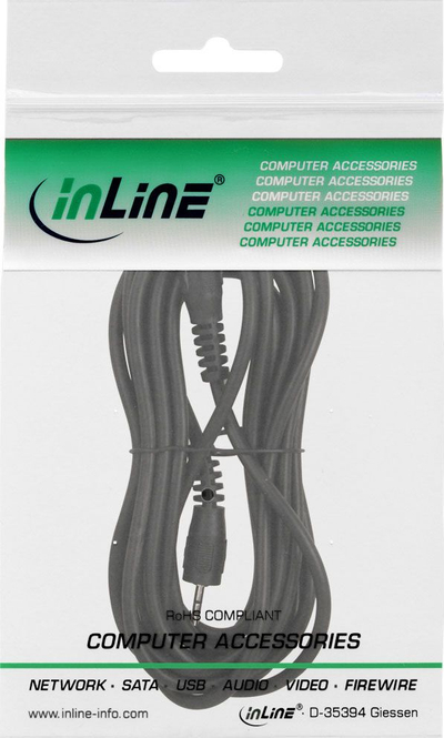 Аудио кабел InLine Jack 2.5mm во Jack 2.5mm, 5m, црн