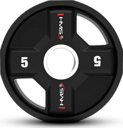 Disk peshe HMS TPC05 Polyurethane Olympic, për shtangë olimpike, i zi
