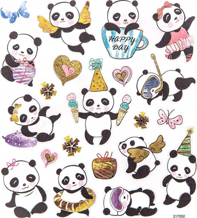 Ngjitëse dekorative Dalprint Panda Stickers, set 21 copë, shumëngjyrëshe
