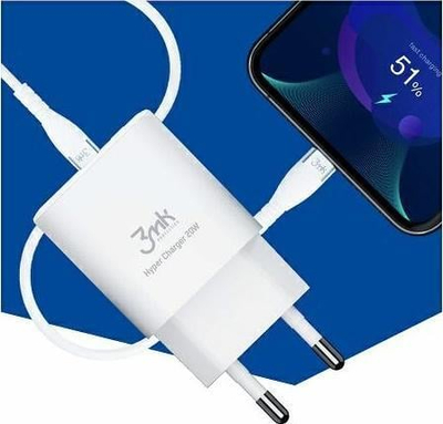 Karikues makine 3MK Car Mobile Phone Charger, 20W, USB dhe USB Type C, i bardhë