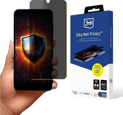 Folie mbrojtëse matte 3mk Silky Matt Privacy për Samsung Galaxy S25 Plus, mbulim i gjithë ekranit, kundër reflektimeve, e tejdukshme