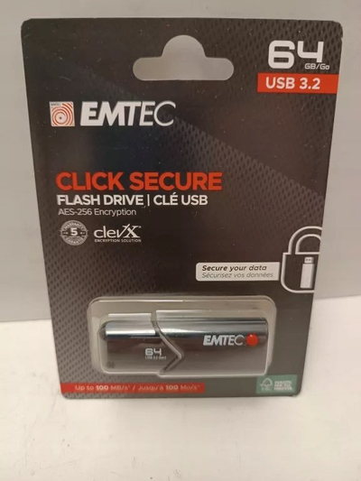 USB flash Emtec B120 Click Secure, 64GB, USB 3.2, i zi