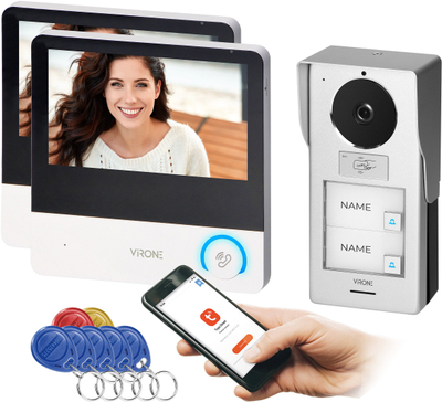 Set videointerfon AVONI MULTI, 7", Wi-Fi dual band, 2K, RFID, i bardhë