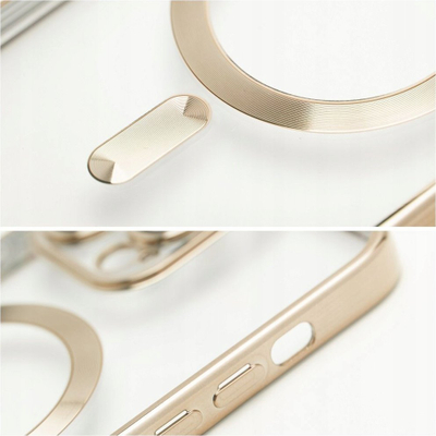 Maskë mbrojtëse Electro Mag për iPhone 16, kompatibile me MagSafe, transparente me të artë