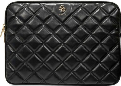 Хуൽകер за лаптоп Guess Sleeve Quilted 4G, до 16\", еколошка кожа, црна