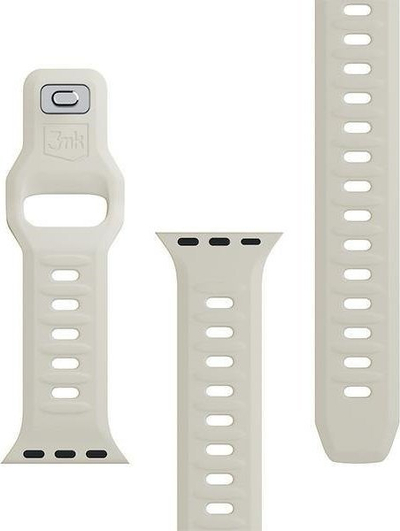 Rrip ore 3mk Silicone për Apple Watch, silikon, 42 45mm, bezhë