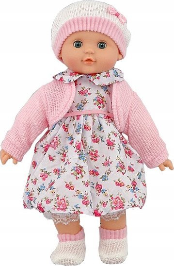 Kukull bebe Adar 516724, 40cm, me zë polonisht, rozë gri