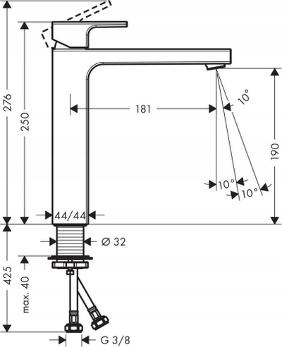 Rubinet lavamani Hansgrohe Vernis Shape 190, me levë, krom