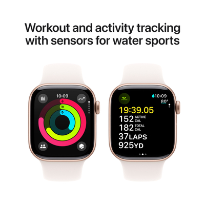 Apple Watch Series 10 GPS, 42mm, Rose Gold Aluminum Case with Light Blush Sport Band, S/M