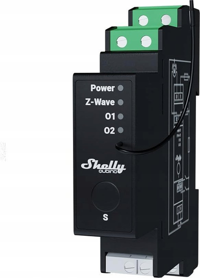Модул за завеси Shelly Wave Pro Shutter Z-Wave, мерење енергија, монтирање на DIN шини, бел