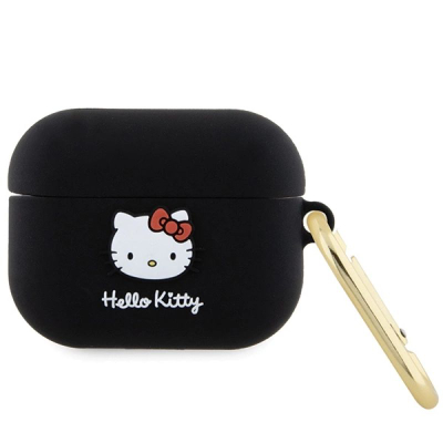 Kës i silikoni Hello Kitty për AirPods Pro, liquid silicone, me karabinë, i zi