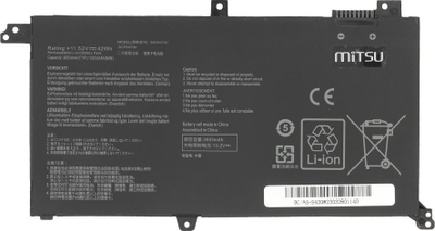 Bateri laptopi Mitsu Asus Vivobook S14 S430 X430U K430, 3600mAh 41Wh, e zezë